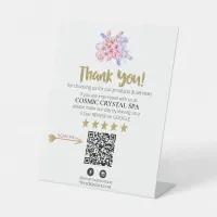 *~* QR FLORAL CRYSTAL Review Logo THANK YOU AP8 Pedestal Sign