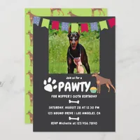 Doberman Dog Birthday photo invitation