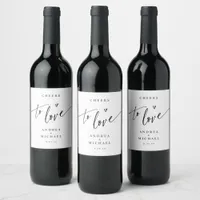 Modern Fun Casual Handwriting Heart Wedding Wine Label