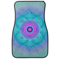 Lotus Bloom Turquoise Mandala ID129 Car Floor Mat