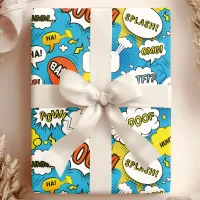 Comic Book Superhero Speech Bubble Pattern Wrapping Paper