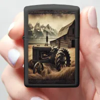 Rustic Tractor in Mountain Valley Zippo Lighter