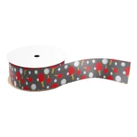 Table Tennis Player Ping Pong Pattern Grosgrain Ribbon