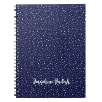 Stars and constellations on night sky notebook