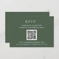  Simple Elegant Modern Green Wedding QR CODE RSVP Card