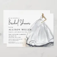 Rustic White Wedding Dress Bridal Shower  Invitation