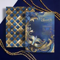 Sweet Sixteen Masquerade Blue Gold ID1032 Invitation