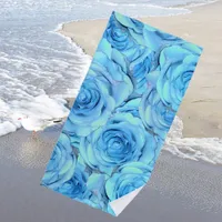 Opulent rose design in turquoise  beach towel