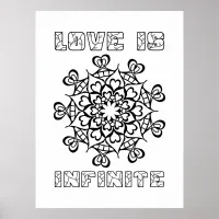 Hearts Mandala - Love Is Infinite - Large Coloring Poster