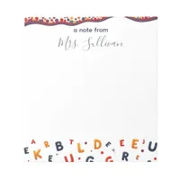 Playful Scattered Letters Teacher Appreciation Notepad