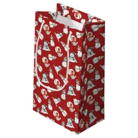 Cute Snowman Pattern - Red Christmas Small Gift Bag