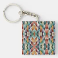 Beautiful multi colored ice crystal feathers  keychain