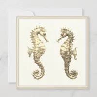 Two Golden Seahorses Elegant Sea Ocean Wildlife Card