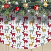 Red Christmas Reindeer Pattern#12 ID1009 Brushed Polyester Tree Skirt