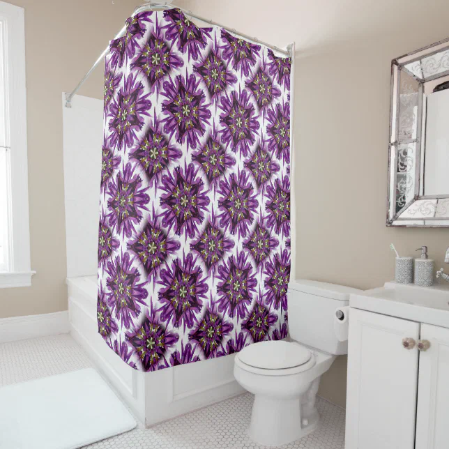 Kaleidoscopic Dutch Iris Purple Sensation Shower Curtain