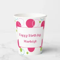 Kids Unicorn Pink Birthday Message Paper Cup