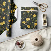 Elegant Yellow Buttercup Flower Pattern Wrapping Paper