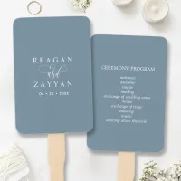 Dusty Blue Minimalist Wedding Program Hand Fan