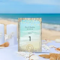 Rustic Beach String Lights Wedding Table Number