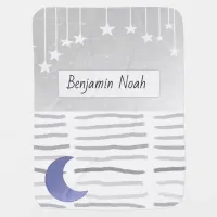 Personalized Baby Blanket Moon and Stars themed