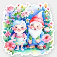 Cute Mr and Mrs Clause Christmas Sticker