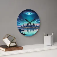 Out of this World - Magical Nighttime Skyline Large Clock