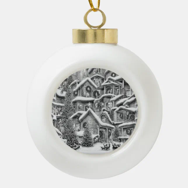 Ornement En Verre No&#235;l noir et blanc Ceramic Ball Christmas Ornament