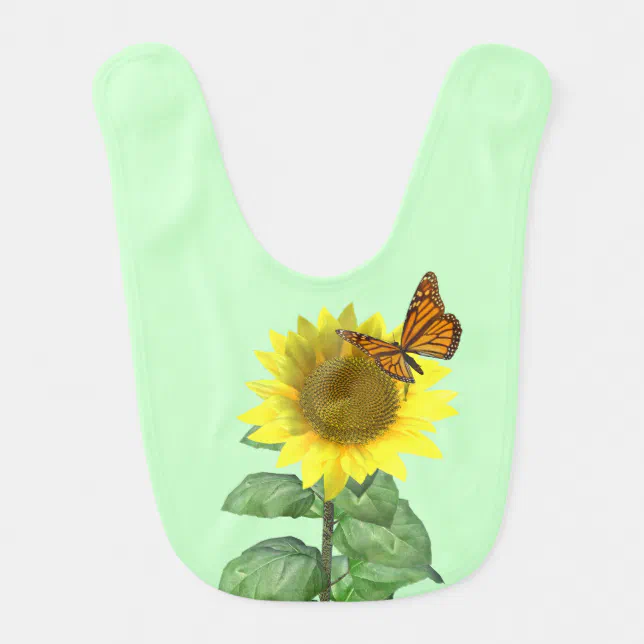 Pretty Yellow Sunflower and Orange Butterfly Bib