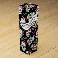 Sugar Skulls and Swirls Black ID725 Wine Box