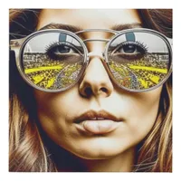 Cool Chick with Reflection of a Musical Festival  Faux Canvas Print