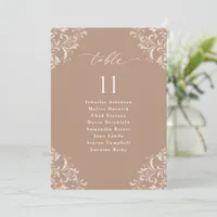 Elegant Taupe Wedding Seating Chart Sign Card