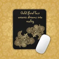 Monogrammed Gold Floral Lace | Mouse Pad