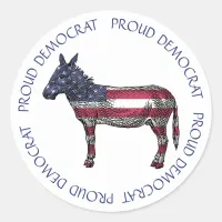 PROUD DEMOCRAT DONKEY AMERICAN FLAG STICKERS