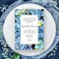 Blue Hydrangea Floral Wedding Rehearsal Dinner Invitation