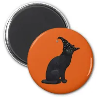 Cute Black Witch Cat Magnet