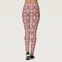 Geometric Pattern Red And White Christmas Leggings