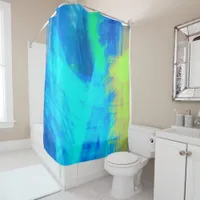 Blue  green  Abstract Beach bathroom coastal  Shower Curtain