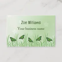 Green butterfly on light green  -  business card