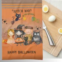 Witch Way Halloween Orange Kitchen Towel