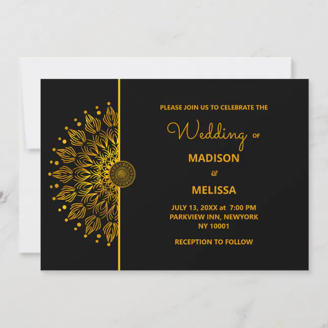Traditional mandala classic elegant luxury wedding invitation