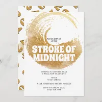 Stroke of Midnight Party Black Gold New Year's Eve Invitation