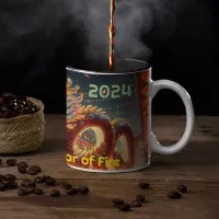 Lunar Zodiac Asian Culture Dragon 'Year of Fire' Two-Tone Coffee Mug