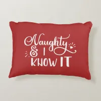 naughty and I know it Funny Christmas Decorative Pillow