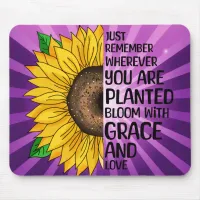 Inspirational Quote and Hand Drawn Sunflower Mouse Pad