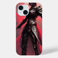 Black and Red Warrior Assassin Goddess iPhone 15 Case