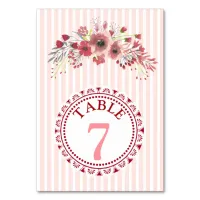 Elegant Floral Display Wedding Table Number Card