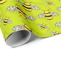 Cartoon Bees on Beehive Cute Wrapping Paper