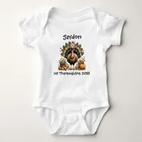 Baby's 1st Thanksgiving Quirky Turkey Baby Bodysuit