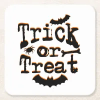 trick or treat square paper coaster