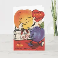 Vintage Peach Plum Valentine Holiday Card